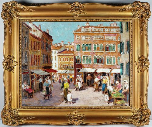 MARKET IN VENICE OIL PAINTING