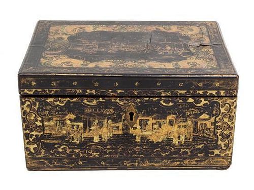 A Chinese Export Tea Caddy Length 8 1/2 inches.