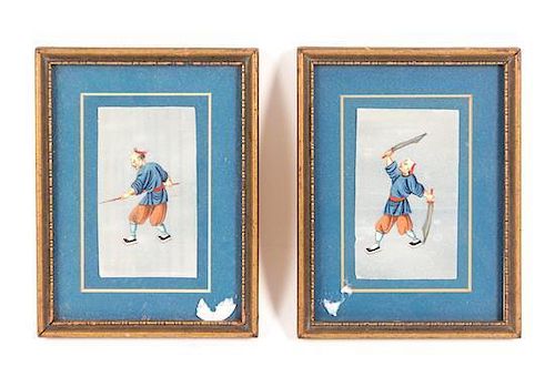 Two Chinese Paintings on Pith Height 6 1/4 x width 4 3/4 inches (each).