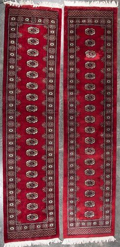 * Two Bokhara Wool Runners Length of first 10 feet 5 inches.