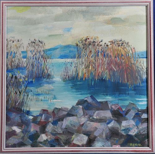 VIEW OF THE LAKE BALATON IN THE WINTER MIXED MEDIA