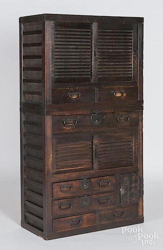 Japanese tansu chest, early 20th c., 64'' h., 35'' w.