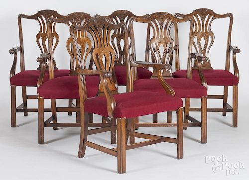 Set of six George III style mahogany armchairs.