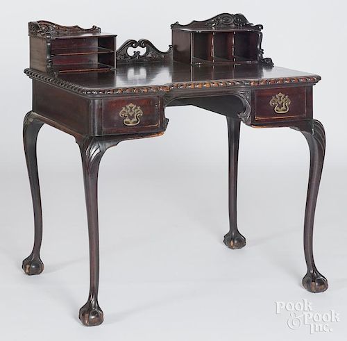 Chippendale style mahogany desk.