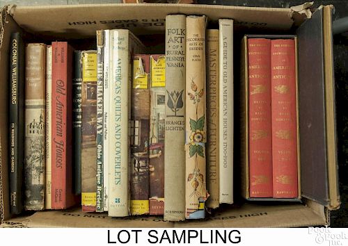 Miscellaneous books, mostly references on antiques, quilts, etc.