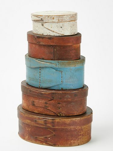 Five Painted Oval Boxes