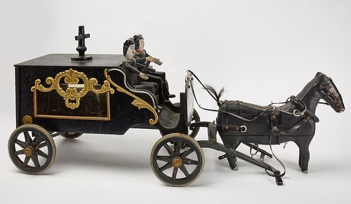 Folk Art Horse-Pulled Hearse Carriage