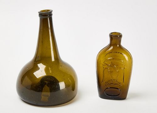Two Early Blown Glass Bottles