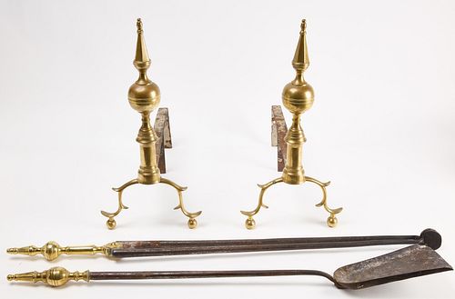 Steeple Top Andirons and Matching Tools