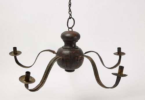 Wood and Tin Chandelier
