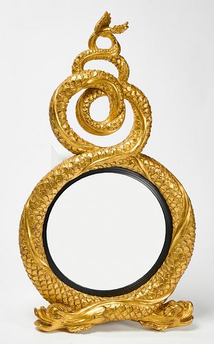 Carvers Guild Convex Mirror with Gilded Dolphins