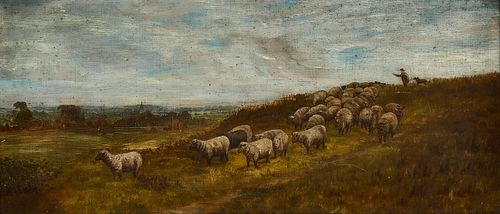 Antique Painting - Flock of Sheep