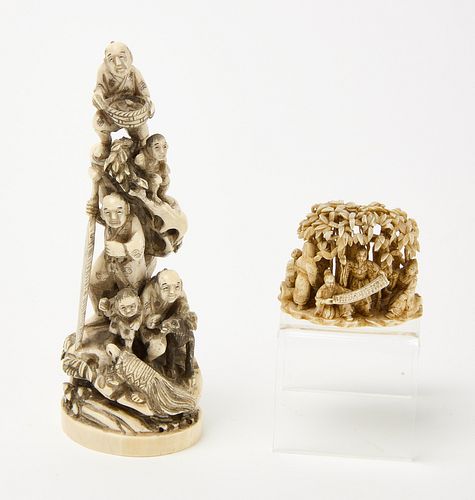 Two Chinese Carved Bone Items