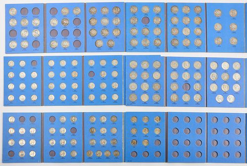 Lot of Six Blue Coin Collection Books with Coins
