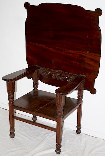 Chair table, carved mahogany, folding shaped card table top, Herter Bros. type quality. 28"h x top 3