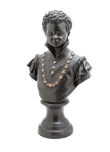 A Bronze Portrait Bust, Height 20 1/2 inches.
