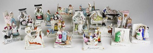 collection of 20 German porcelain comic marriage scene fairing figurines -some hairline checks