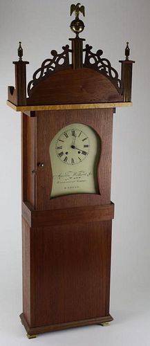 Robert Fenix Aaron Willard Jr replica wall clock, ht 41”, ht 44” w/ finial
