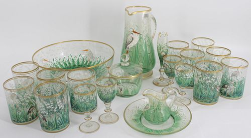 ATTR. MOSER Enamel Decorated Glass Crystal Service