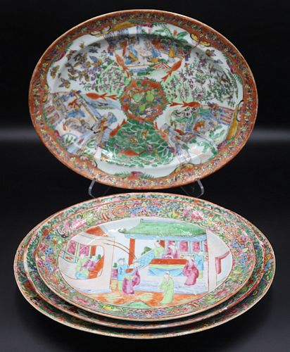 (4) Large Chinese Export Platters or Trays.
