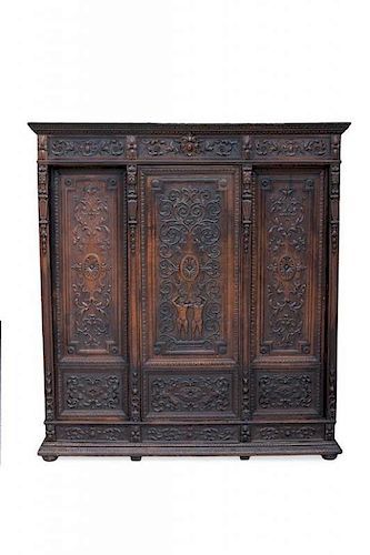 A French Oak Bibliotheque, Height 102 x width 90 x depth 24 inches.
