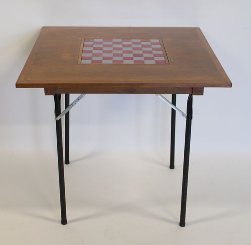 Midcentury Folding Game Table With Glazed Enamel