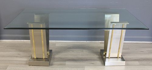 Midcentury Steel & Brass Evans Style Pedestal