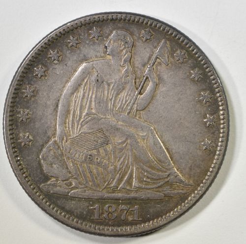 1871 SEATED LIBERTY HALF DOLLAR  CH AU