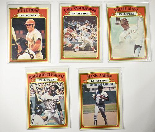 (5) 1972 TOPPS  "IN ACTION" BASEBALL CARDS NM