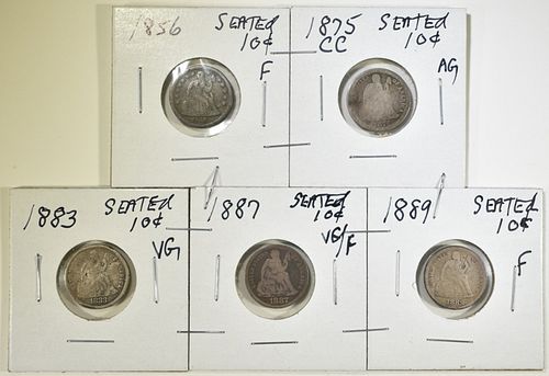 (5) MIXED DATE SEATED LIBERTY DIMES
