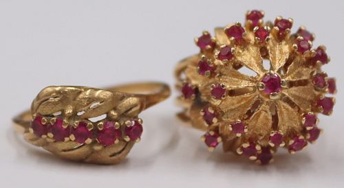 JEWELRY. (2) 18kt and 14kt Gold Colored Gem Rings