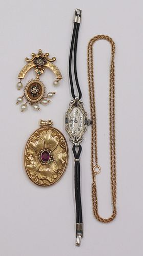 JEWELRY. 14kt Gold and Costume Jewelry Grouping.
