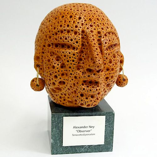 Alexander Ney, American-Russian (born 1939) Terracotta and Porcelain Sculpture, "Observer".