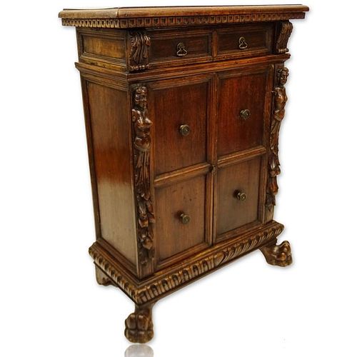 19th Century Walnut One Drawer, Two Door Console Cabinet.