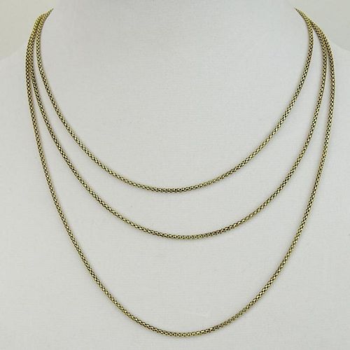 Vintage 10 or 12 Karat Yellow Gold Long Necklace.