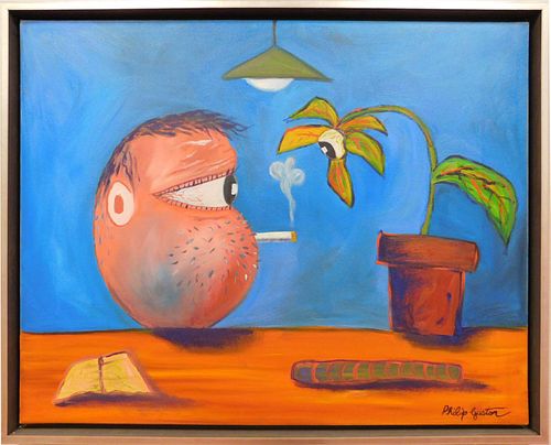 Philip Guston Attr. : Smoking Head with Plant