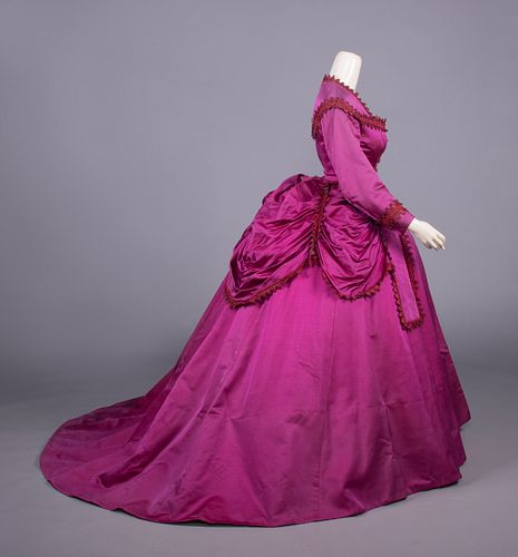 THREE PIECE WOOL EVENING GOWN, LATE 1860s