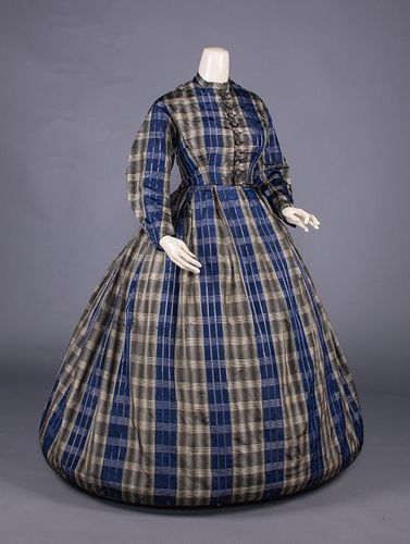 SILK TAFFETA DAY DRESS, c. 1859