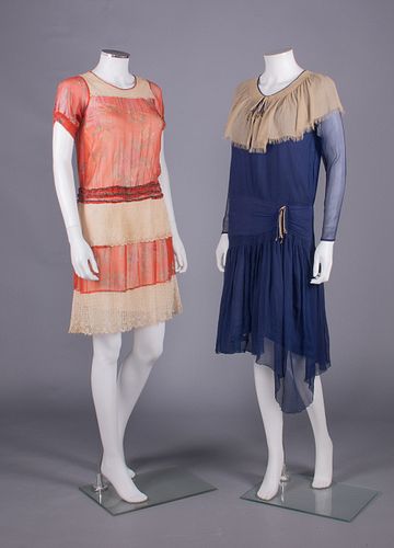 TWO CHIFFON DAY DRESSES, 1920s