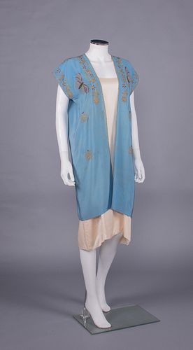 TAMBOUR EMBROIDERED BOUDOIR COVERUP, 1920-1930s