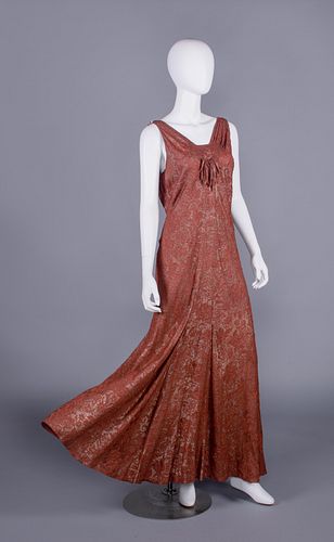 LAME EVENING GOWN & MATCHING CAPELET, c. 1932