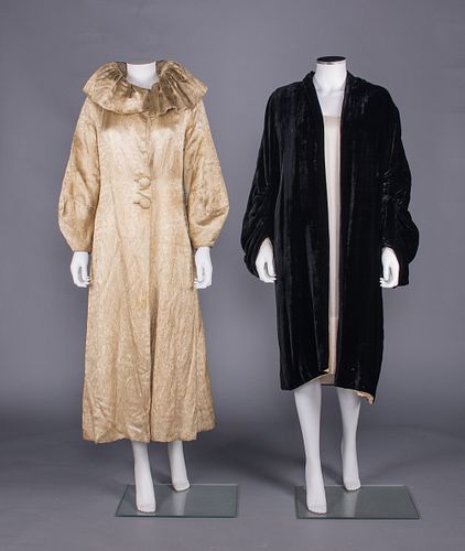 TWO SILK EVENING COATS, 1930s
