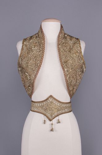 GOLD METALLIC EMBROIDERED GILLET & WAISTBAND, OTTOMAN EMPIRE, MID 19TH C