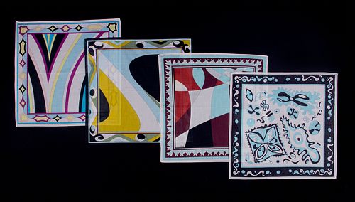 FOUR EMILIO PUCCI SCARVES, ITALY, LATE 20TH C