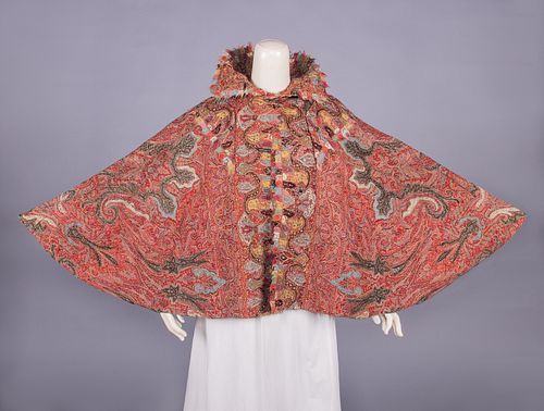 EMBROIDERED & WOVEN KASHMIR SHAWL CAPELET, 1870-1880s