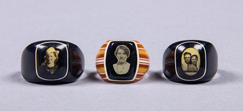 THREE CELLULOID PRISON RINGS, AMERICA, 1930-1940s