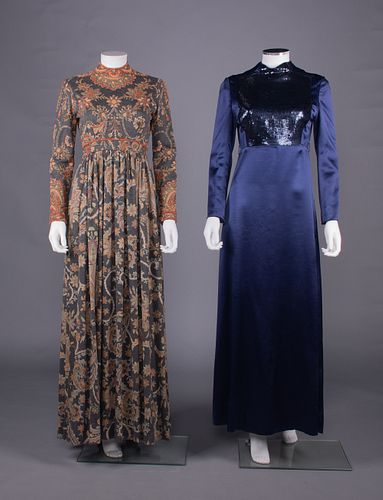 TWO DESIGNER EVENING DRESSES, AMERICA, 1970-1980s