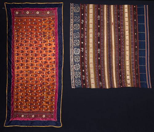 TWO SILK EMBROIDERED PANELS, INDONESIA & INDIA, EARLY 20TH & EARLY-MID 19TH