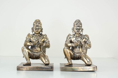 Pair of Indian 800 Silver Garuda Figures 