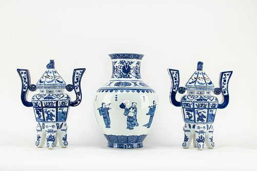 Grp: 3 Porcelain Censers & Vase
